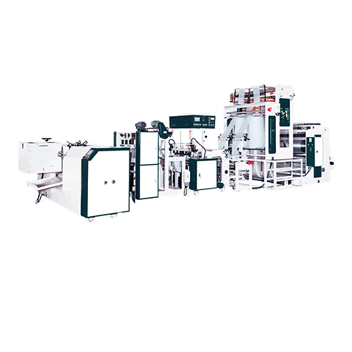 Fully automatic bottom seal bag on roll making machine + heat-slitting &amp; post-gusset system