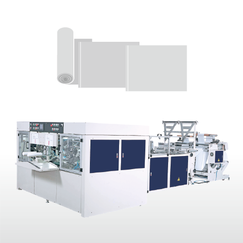 Fully Automatic High Speed 2 Lines Coreless Inter Leaved Star Seal & Bottom Seal Bag on roll Making Machine/SIR-400-L2