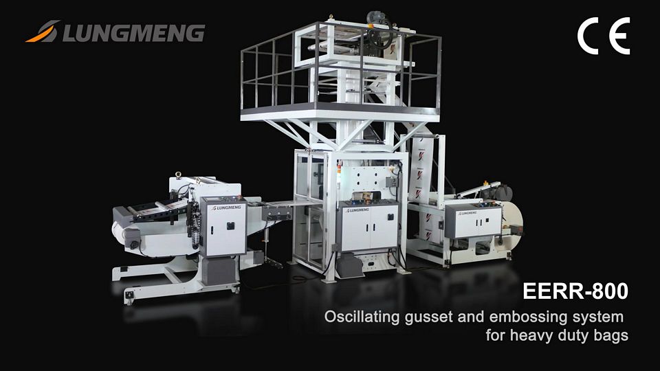Oscillating Gusset and Embossing System for Heavy Duty Bags